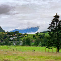 Rural landscape on the way to the Brekkefossen Trailhead — Flåm, Norway.