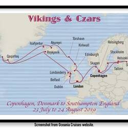 Itinerary for the 32-day Vikings & Czars extended voyage on O's Nautica.
