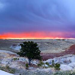 Contrast of sunrise colors and the moodiness of the brewing storm — Colorado Springs, CO.