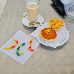 My birthday present to my self and in memory of good old times with my daughter, three jelly snakes which they