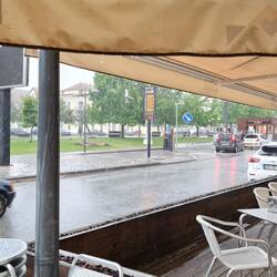 Taking sheltered in a cafe