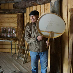 Mui making music at the Yup'ik & Cup'ik Village — ANHC in Anchorage, AK.
