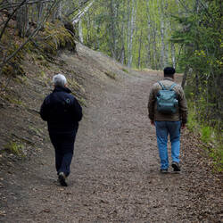 In 2001 we hot-footed this trail to escape the mosquitoes; today we do a leisurely stroll.