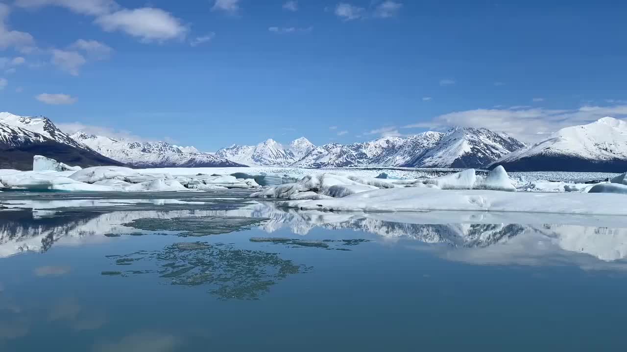 Cruising along the iceberg necklace from ice discharged from Knik Glacier — Alaska.