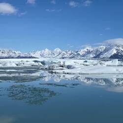 Cruising along the iceberg necklace from ice discharged from Knik Glacier — Alaska.