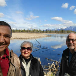 A "we are at the Eklutna Tailrace" selfie — Palmer, AK.