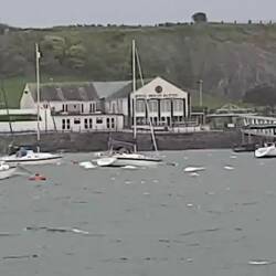 Just outside the harbour