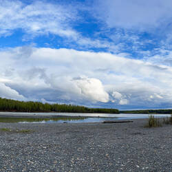 The aftermath of the rain — boondocking along the Susitna River, Alaska.