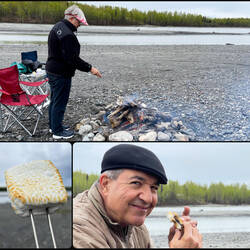 S'mores time — boondocking along the Susitna River, Alaska.