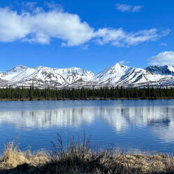 As the light breeze lets up ... the reflections appear ... Joe Lake, Denali Hwy, AK.