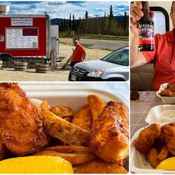 Delicious halibut fish & chips from the food truck — Denali Park Commercial Area, AK.
