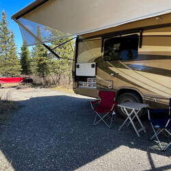 All set to enjoy ourselves with a spacious pation and dining area — Teklanika River Cg ... Denali NP