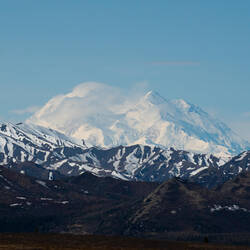 The pointy North Peak of Denali is clearly visible @ Primrose Ridge — Park Road ... Denali NP, AK.