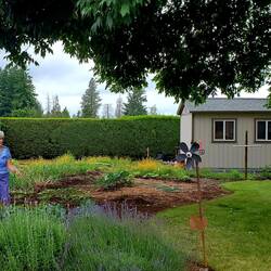 Sharon working hard in her garden