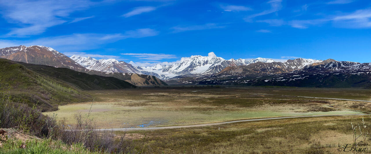 Our boondock is going to be somewhere down there — Isabel Pass on the Richardson Hwy, AK.
