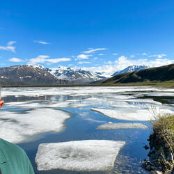 A "we enjoyed Summit Lake" selfie — Richardson Highway, AK.