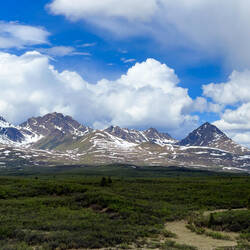 Closer look at the Alaska Range from the Maclaren Summit — Denali Hwy, AK.