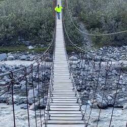 I did say that the bridge was wobbly — Gulkana Glacier Hike, AK.