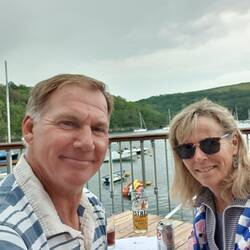 Well deserved beer at Fowey Golant sailing club