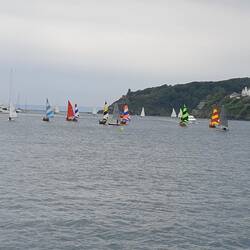 Troy's and Fowey river dinghys providing afternoon sport.