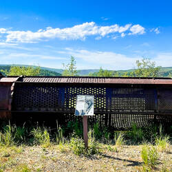 The trommel screen where the gold was captured — Jack Wade Dredge Exhibit in Chicken, AK