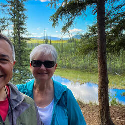 A "we are @ the Westfork BLM Campground" selfie — Taylor Highway, AK.