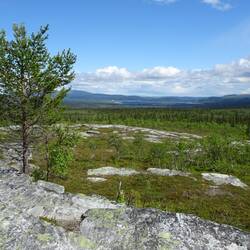 Die Aussicht mit den Felsmalereien im Rücken