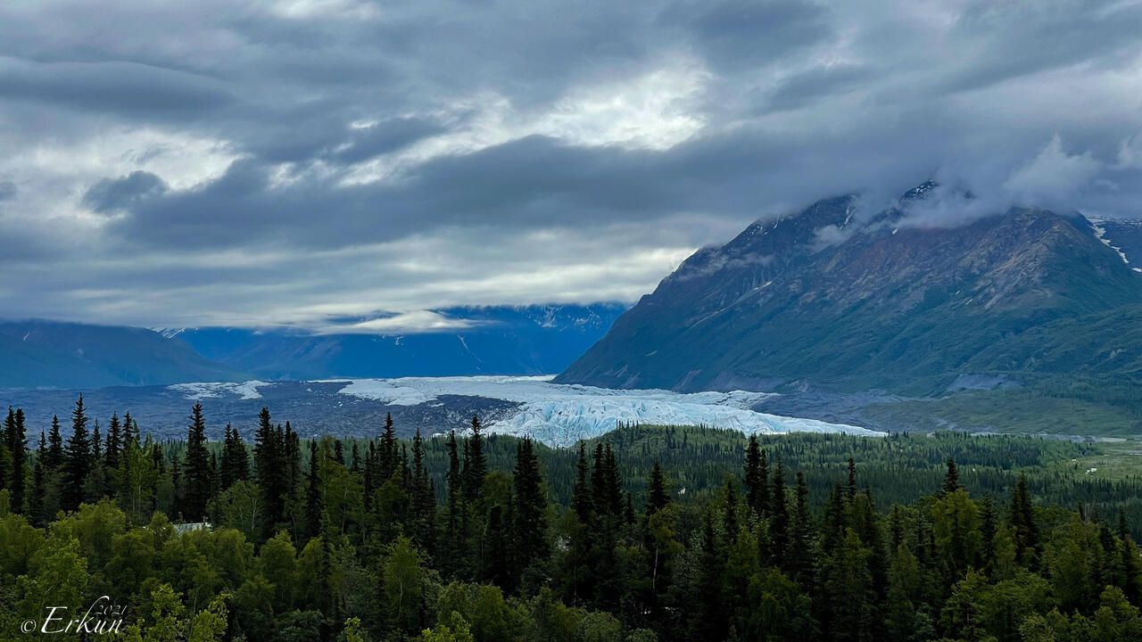Matanuska Glacier from a roadside overlook — Glenn Highway, Alaska.