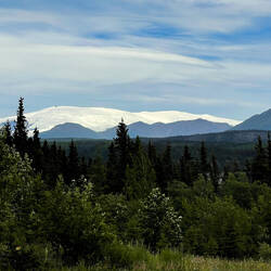 View of Wrangell Mountain ... as advertised by the name of the campground — Edgerton Hwy, AK.