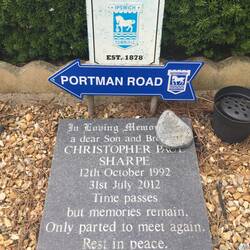 Football fan's gravestone