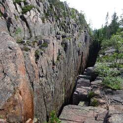 Schlucht von oben, auf der Kante stehend