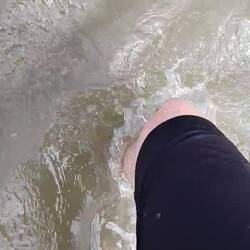 Durchquerung des tiefsten Prils auf dieser Strecke. Bei mir ging das Wasser bis zu den Knien.