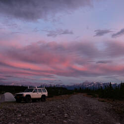 Sunset at Base Camp — McCarthy Road, AK.