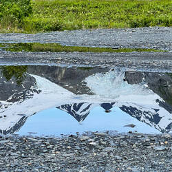 Reflections from our Worthington Glacier boondock — Richardson Hwy, AK.