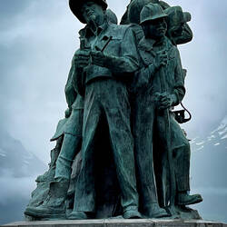 Statue dedicated to the men and women who built the TransAlaska Pipeline — Valdez, AK.