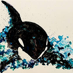 Orca painting at the AK Sealife Center (Artist: V. Rae) — Seward, AK.