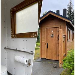 Decorative window frame ... an unexpected touch — Copper River Highway, AK.
