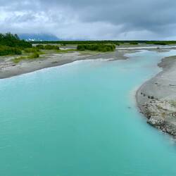 The amazing color of silt-laden waters — Copper River Highway, AK.