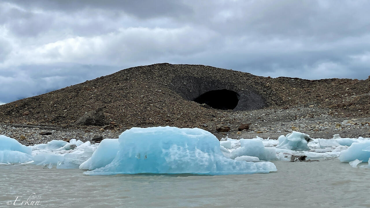An ice cave on the shores of Miles Lake — Miles Glacier, AK.