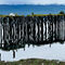 This old pier, reflected on Orca Inlet, feels like it's floating in the air — Orca Lodge ... Cordova