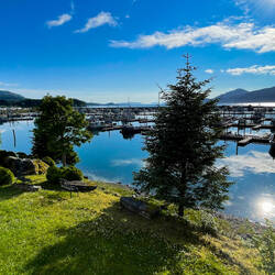 View from our Juliette balcony @ the Reluctant Fisherman Inn — Cordova, AK.