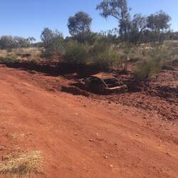 This car took a wrong turn on a wet day