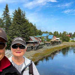 A "we visited Seldovia" selfie from the slough — Seldovia, AK.