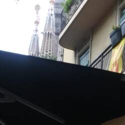 Just can glimpse the towers spires