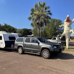Croc country. The statues have started