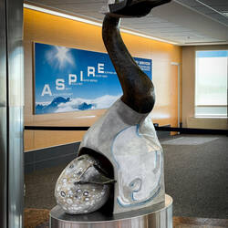 An interesting goose with egg sculpture 🤪 — Ted Stevens International Airport ... Anchorage, AK.