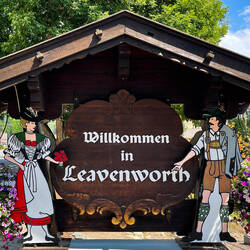 A fitting German welcome to the Bavarian-style city — Leavenworth, WA.
