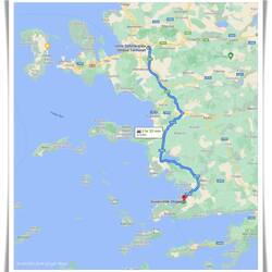 The trip will be more like 3 hours by bus.