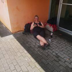 Rebecca beim Footprintschreiben