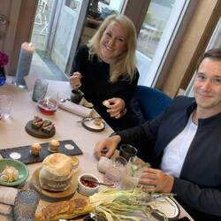 Selchfisch Tartlette mit Rauna, Gerate und brauner Butter